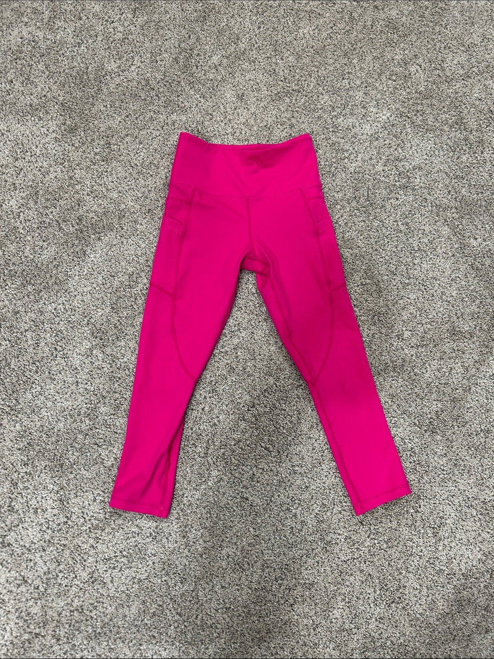 Womens High-Waist Active Leggings in Bright Pink with Side Pockets